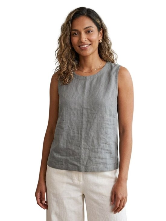 Quince Tops - Quince 100% European Linen Tank Light Cargo Size M